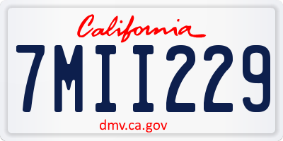 CA license plate 7MII229