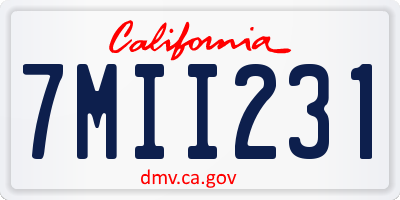 CA license plate 7MII231