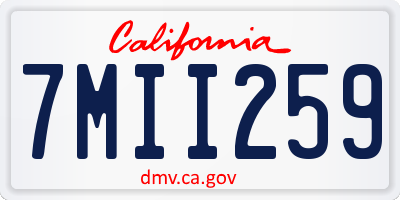 CA license plate 7MII259