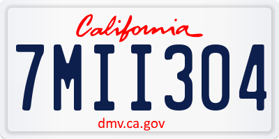 CA license plate 7MII304