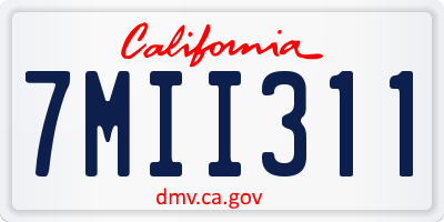 CA license plate 7MII311
