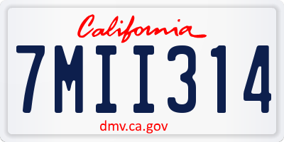 CA license plate 7MII314
