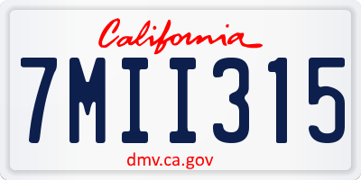 CA license plate 7MII315