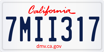 CA license plate 7MII317
