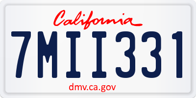 CA license plate 7MII331
