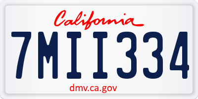 CA license plate 7MII334