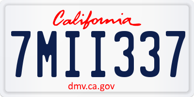CA license plate 7MII337