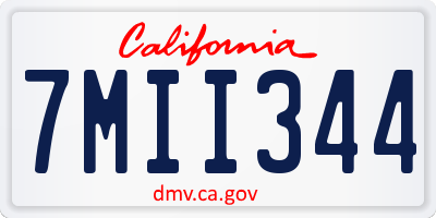 CA license plate 7MII344
