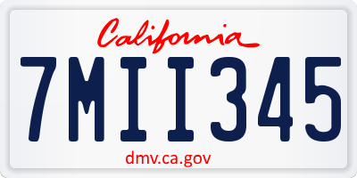 CA license plate 7MII345