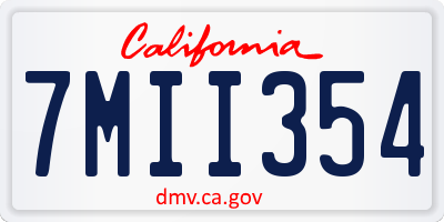 CA license plate 7MII354