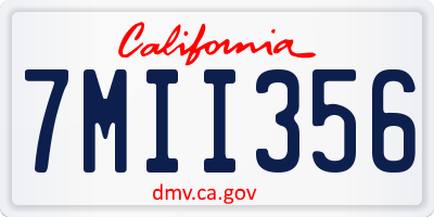 CA license plate 7MII356