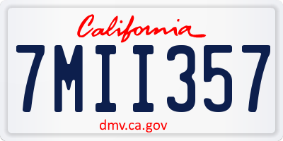 CA license plate 7MII357