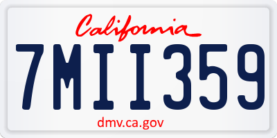 CA license plate 7MII359