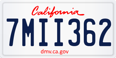 CA license plate 7MII362