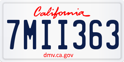 CA license plate 7MII363