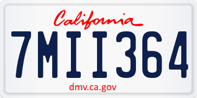CA license plate 7MII364