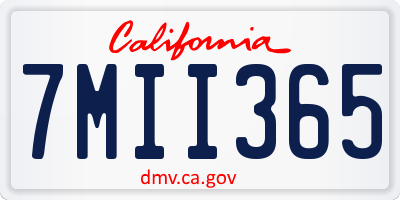 CA license plate 7MII365