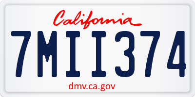 CA license plate 7MII374