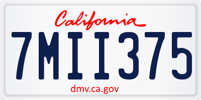 CA license plate 7MII375