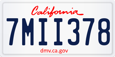 CA license plate 7MII378