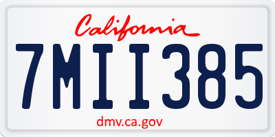 CA license plate 7MII385