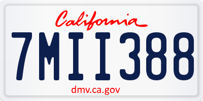 CA license plate 7MII388