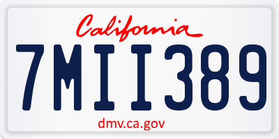 CA license plate 7MII389