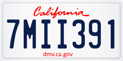 CA license plate 7MII391