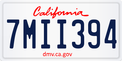 CA license plate 7MII394