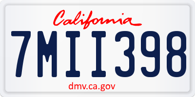 CA license plate 7MII398