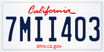 CA license plate 7MII403