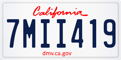 CA license plate 7MII419