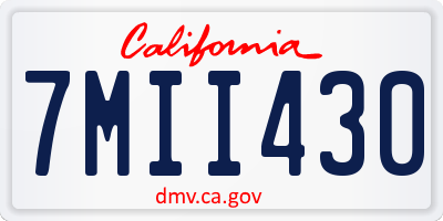 CA license plate 7MII430