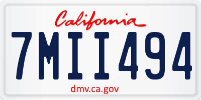 CA license plate 7MII494
