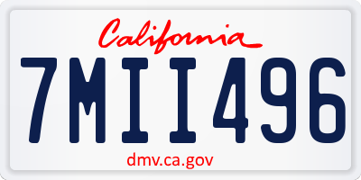 CA license plate 7MII496