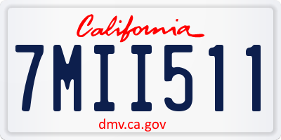 CA license plate 7MII511