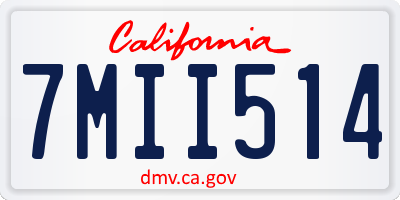 CA license plate 7MII514