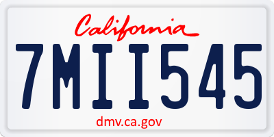 CA license plate 7MII545