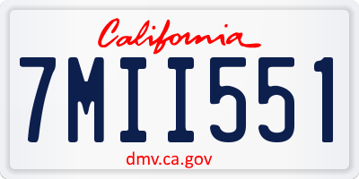CA license plate 7MII551