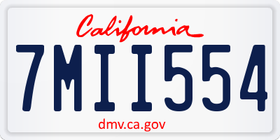 CA license plate 7MII554