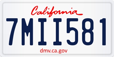 CA license plate 7MII581