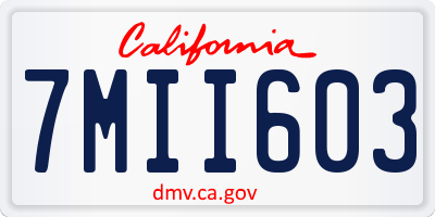 CA license plate 7MII603