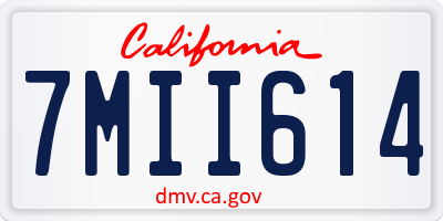 CA license plate 7MII614
