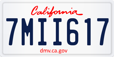 CA license plate 7MII617