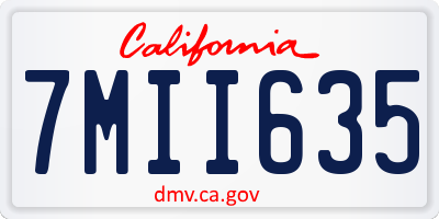 CA license plate 7MII635