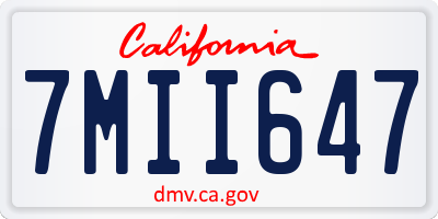 CA license plate 7MII647