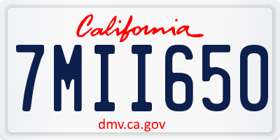 CA license plate 7MII650