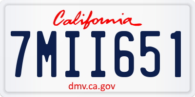 CA license plate 7MII651
