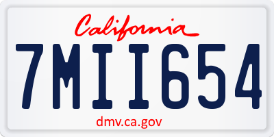 CA license plate 7MII654