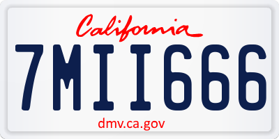 CA license plate 7MII666